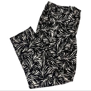 The Limited Womens Black White Tropical Palm Flat Front Ankle Pants Size 14W